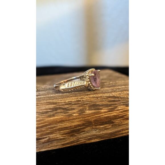 Trillion Cut Amethyst 925 Sterling Silver Ring Size 5.75 - Picture 3 of 10